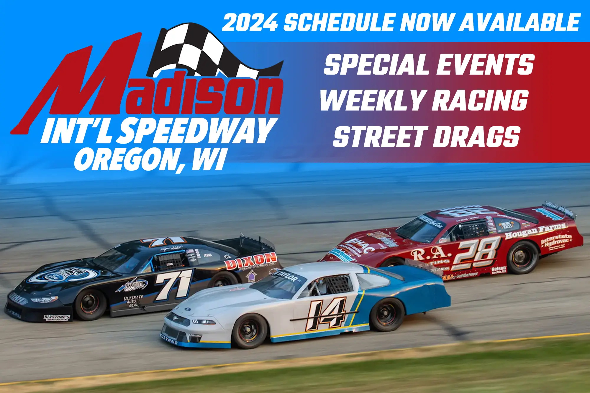 Featured image for “Weekly Racing and Street Drags with a Mega Mix of Specials Ready for 2024 at Madison International Speedway”